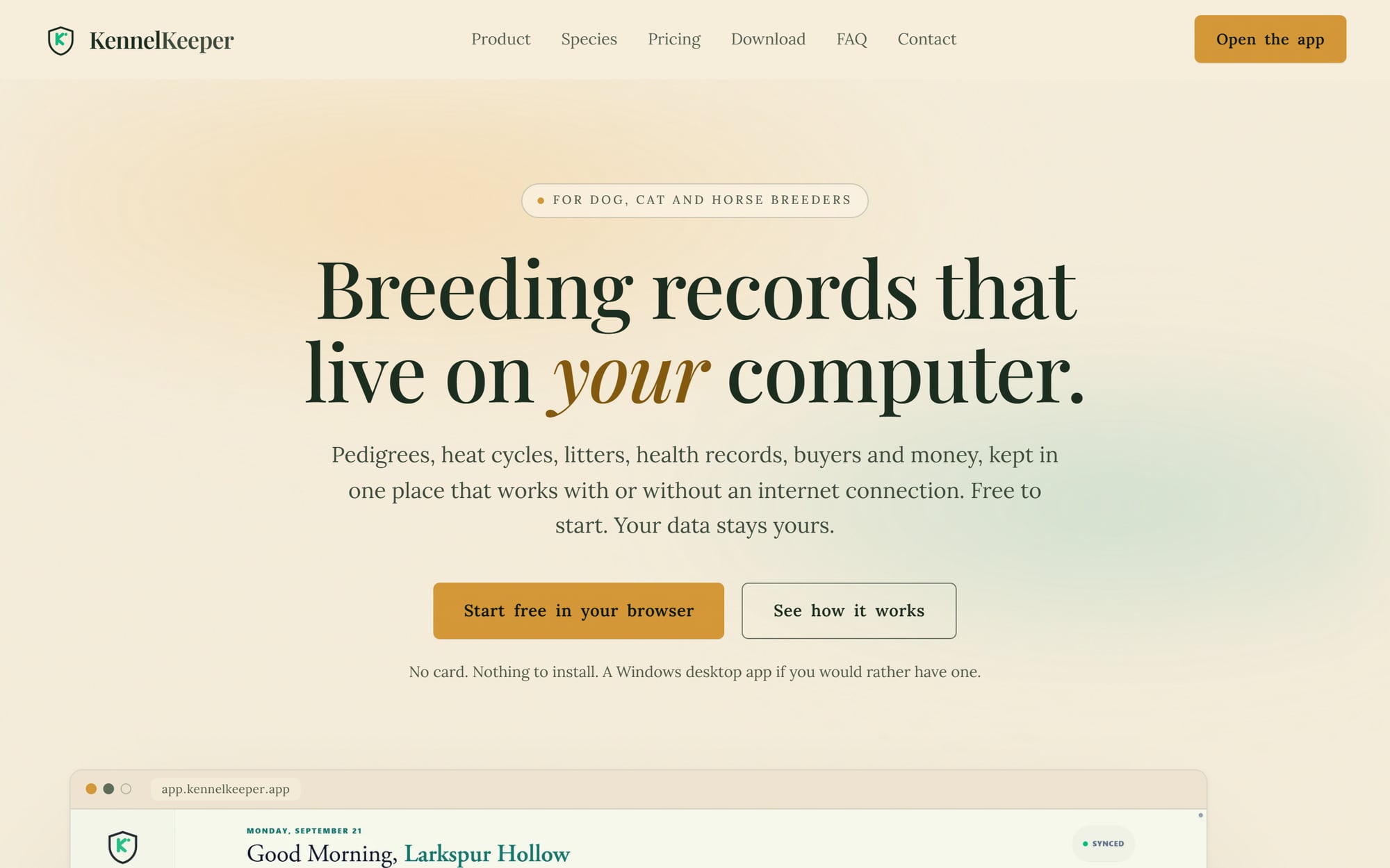 The KennelKeeper website