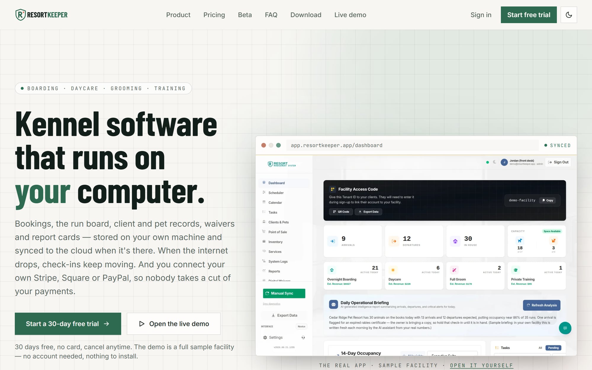 The ResortKeeper website