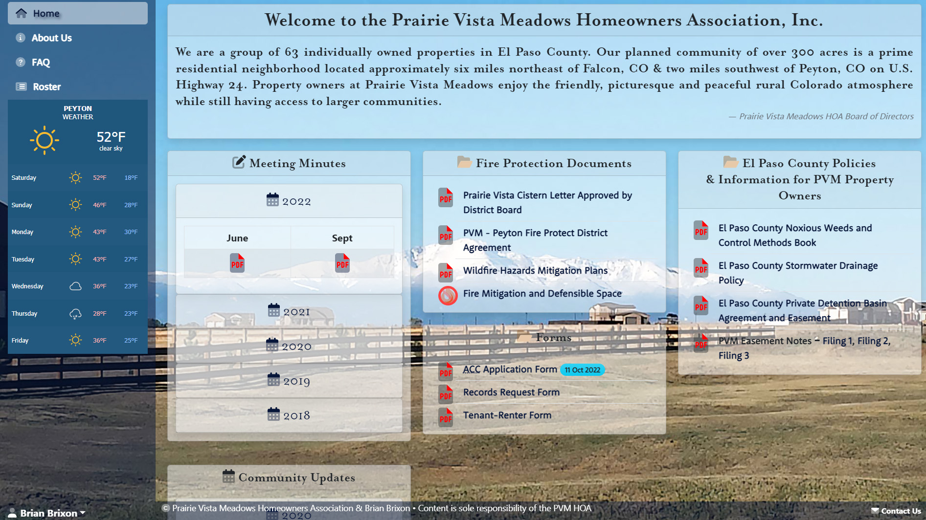Prairie Vista Meadows HOA website